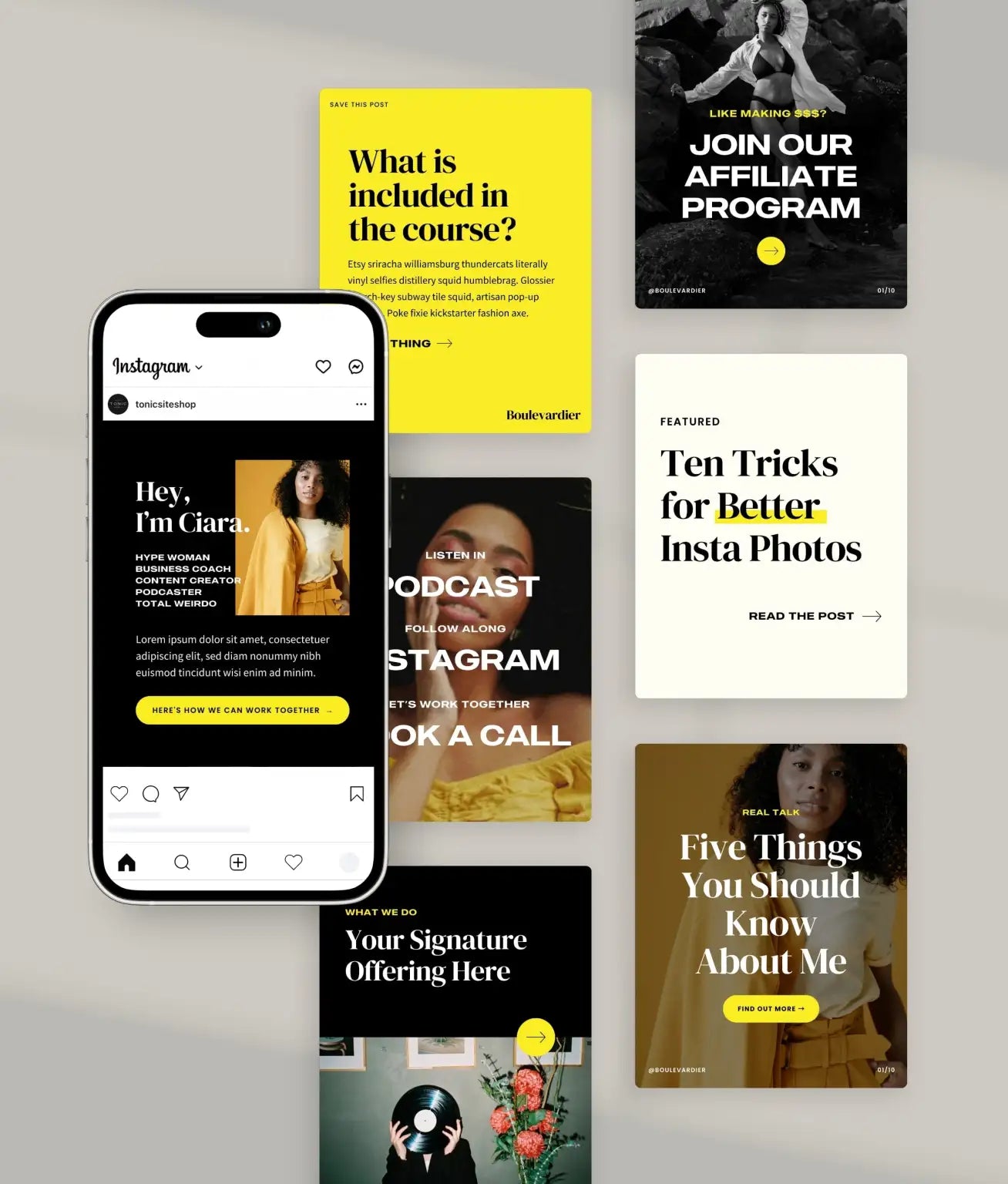 Boulevardier Social Media Canva Templates - Modern Market